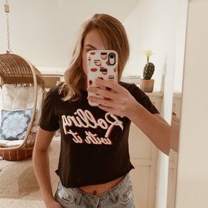 “Rolling with it” Deep Gray Forever 21 Crop Tee